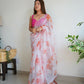 Vamsee Ramya White Organza Saree - Swadesiicart