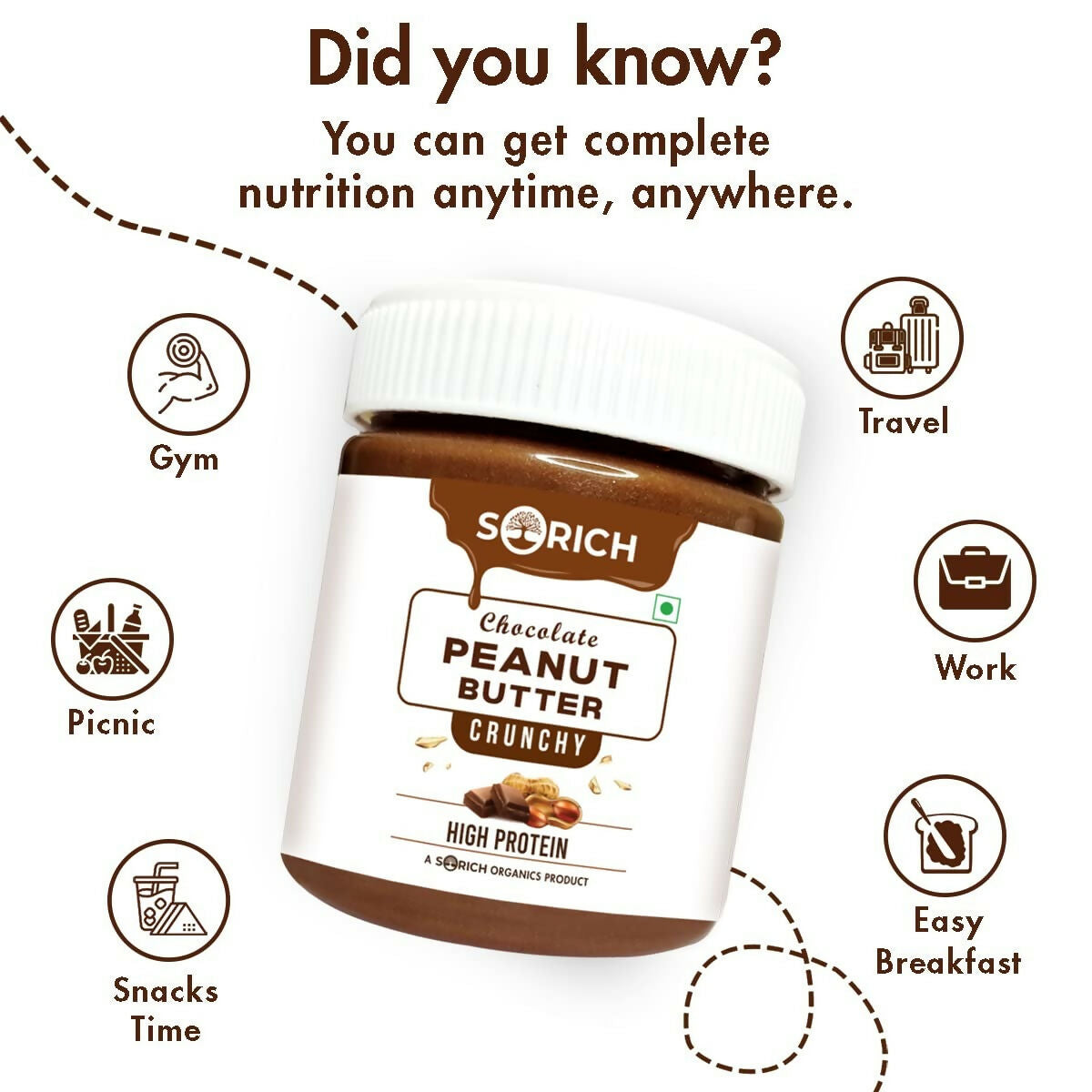 Sorich Organics Peanut Butter Chocolate Flavour Crunchy - Swadesiicart