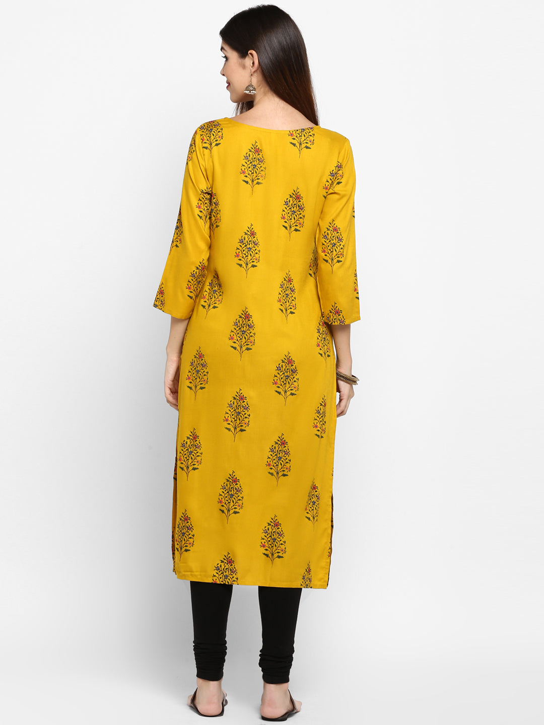 NOZ2TOZ Women's Yellow Color Rayon Straight Kurta Only - Swadesiicart