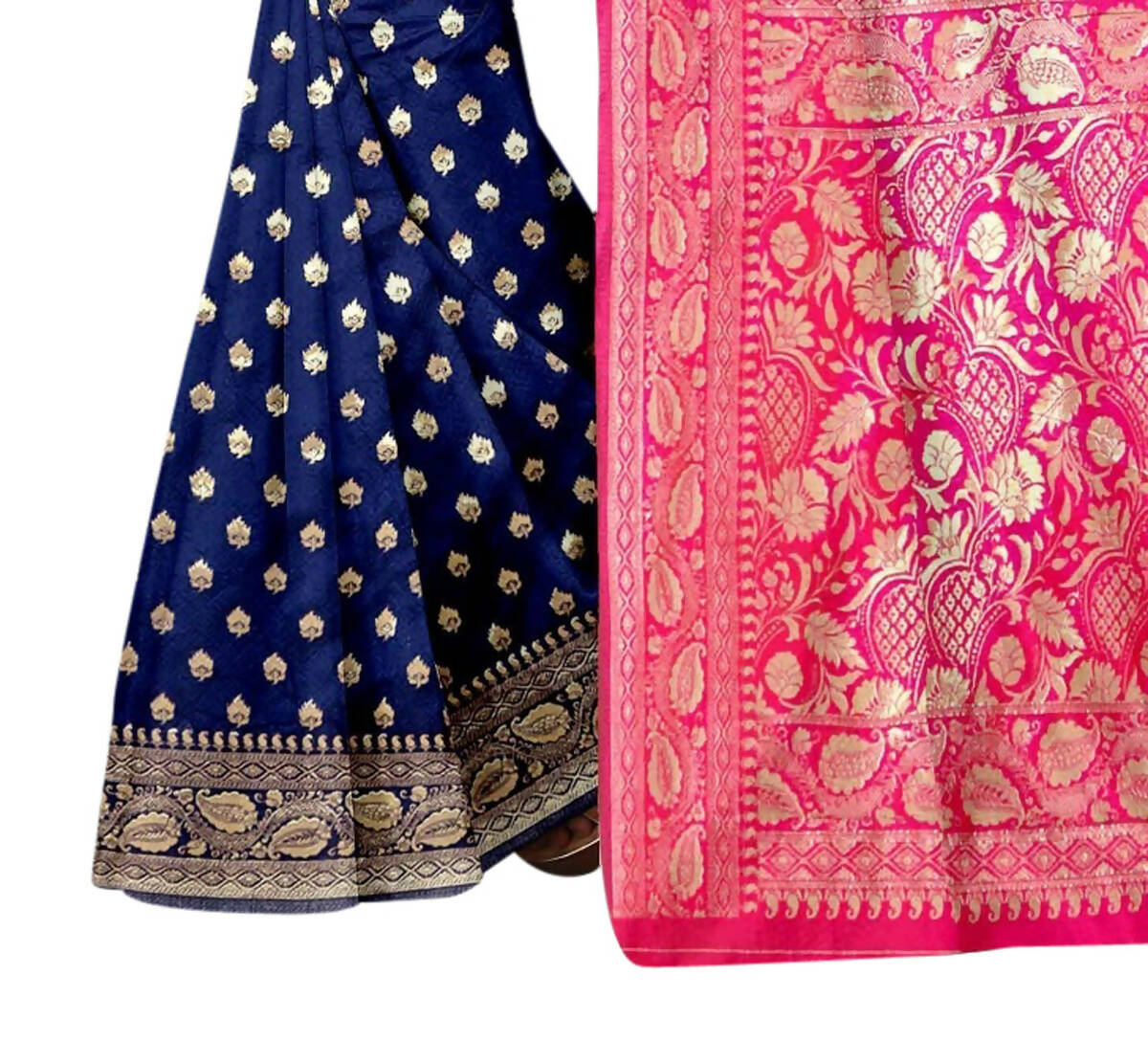 Vamika Navy Blue Weaving Banarasi Jacquard Saree | Swadesiicart