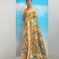 Vishnu Weaves Women's Yellow Paithani Silk Minakari Zari Woven Saree with Unstitched Blouse - Swadesiicart