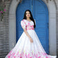 Jyoti Fashion Women's White Floral Digital Printed Chinon Anarkali Dress | Swadesiicart