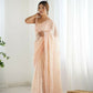 Attractive Looking Georgette Thread, Sequance Embroidery Work Party Wear Saree - Peach