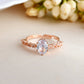 VOJ white CZ-detail Stainless Steel Cubic Zirconia Gold-Polished adjustable finger Ring | Swadesiicart