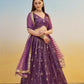 Aastha Fashion Dark Purple Butterfly Net Tone To Tone Thread Work, Sequence Work And Original Mirror Work Embroidery Wedding Wear Lehenga Choli