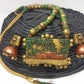 Terracotta Kerala Style Mansion Boat Pendant Long Necklace Set With Temple Earrings