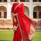 Lorenvalley Fashion Red Vichitra Silk with Sequence coding Work Saree with Blouse - Swadesiicart