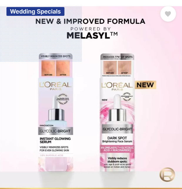 L'Oreal Paris Glycolic Acid Glowing And Protecting CSMS (Cleanser, Serum, Moisturizer, Sunscreen) Regime Kit | Swadesiicart