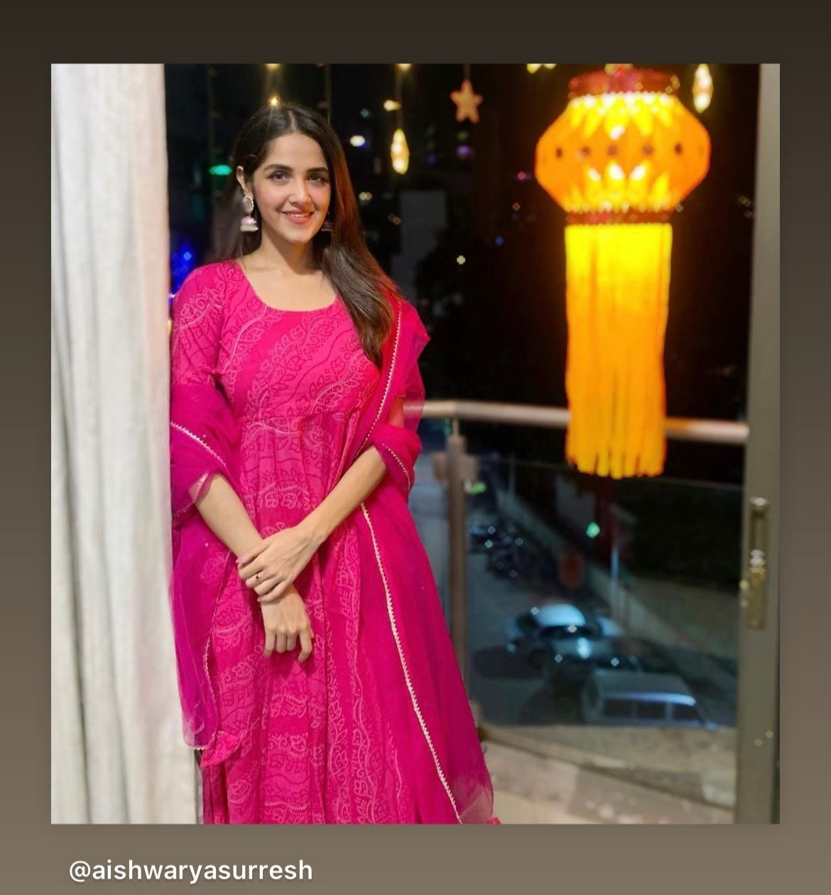 Pomcha Jaipur Bhandhej Pink Cotton Anarkali Set | Swadesiicart
