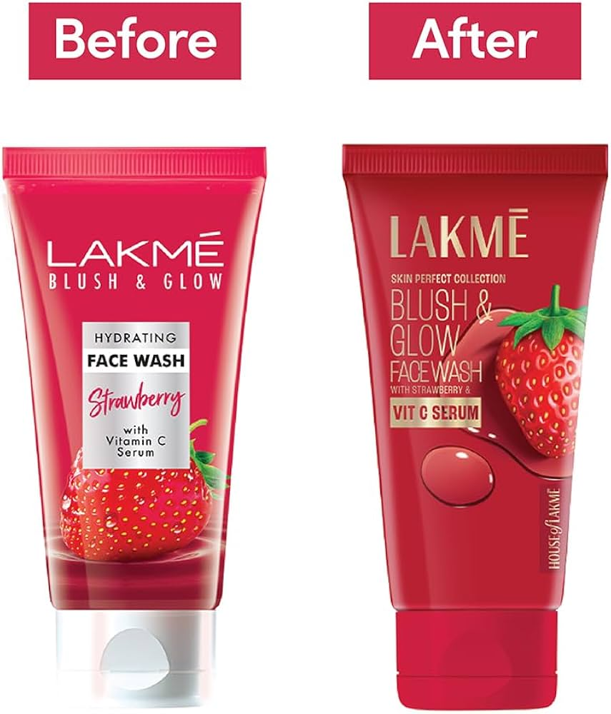 Lakme Blush & Glow Strawberry Freshness Gel Face Wash With Vitamin C Serum - Swadesiicart