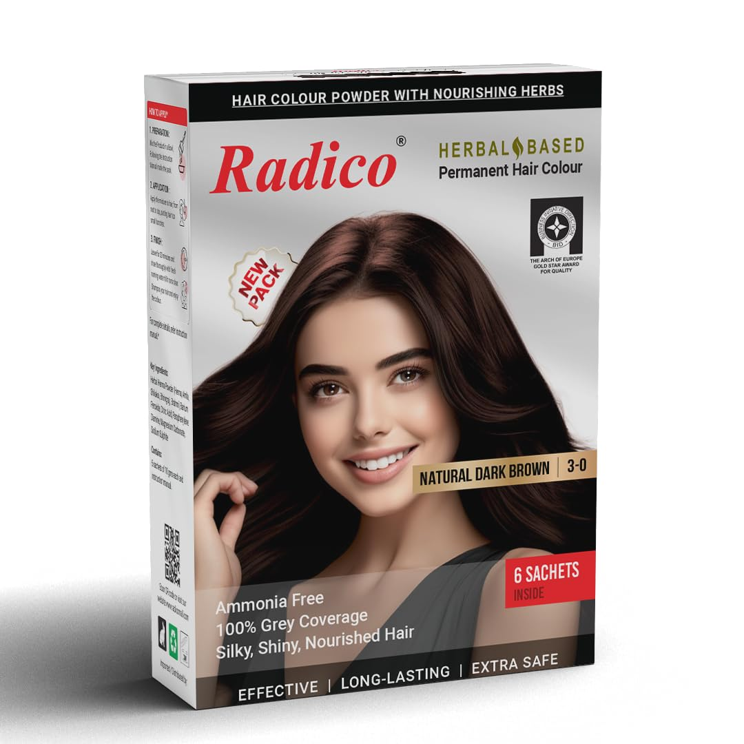 Radico Natural Herbal Based Permanent Hair Color - Dark Brown - Swadesiicart