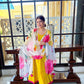 Pomcha Jaipur Sunflower Cotton Silk Yellow Anarkali | Swadesiicart