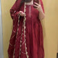 Pomcha Jaipur Gotta Jaal Maroon Cotton Anarkali | Swadesiicart