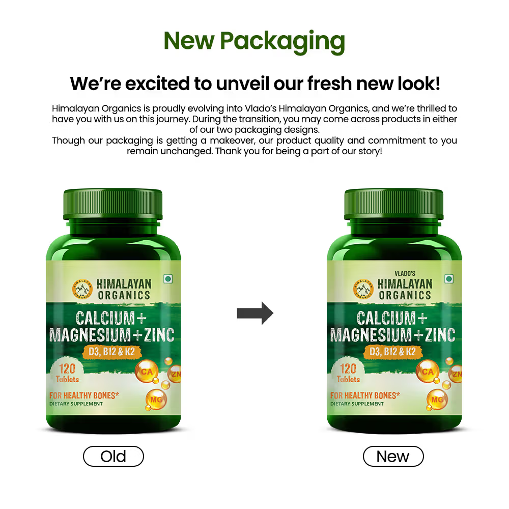 Himalayan Organics Calcium+Magnesium+Zinc D3 & B12 Tablets - Swadesiicart