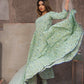 Pomcha Jaipur Aqua Green Hand Block Print Anarkali Set | Swadesiicart