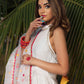 Pomcha Jaipur Pure Cotton Anarkali Set With Mirror Work Organza Dupatta | Swadesiicart