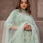 Pomcha Jaipur Aqua Green Hand Block Print Anarkali Set | Swadesiicart