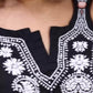 ADA Women Sustainable Black & White Paisley Chikankari Hand Embroidered Straight Kurta | Swadesiicart