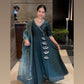 Pomcha Jaipur Poppy Green Pure Cotton Silk Angrakha Set | Swadesiicart