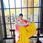 Pomcha Jaipur Sunflower Cotton Silk Yellow Anarkali | Swadesiicart