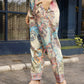 Beige & Pink Rayon Paisley Printed Top with Matching Bottom - Eesha - Swadesiicart