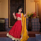 Jyoti Fashion Beautiful Red Faux Georgette Digital Printed with Sequins Embroidered Kids Lehenga Choli Set | Swadesiicart