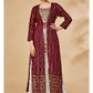 Myra Maroon Jacket Style Sharara Suit | Swadesiicart