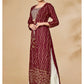 Myra Maroon Jacket Style Sharara Suit | Swadesiicart