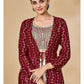 Myra Maroon Jacket Style Sharara Suit | Swadesiicart