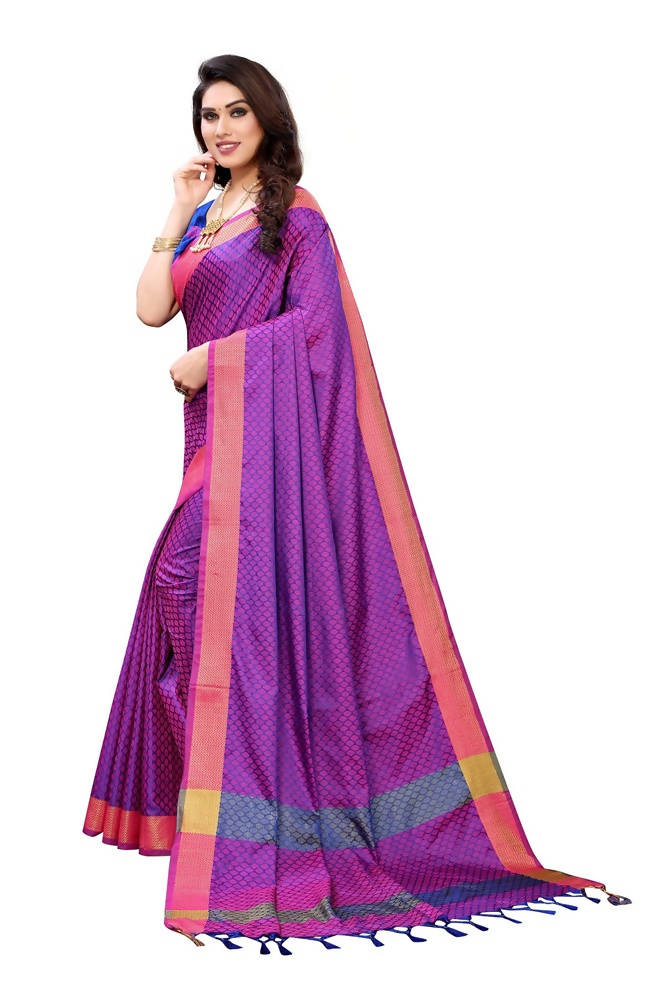 Vamika Banarasi Jacquard Weaving Purple Saree | Swadesiicart