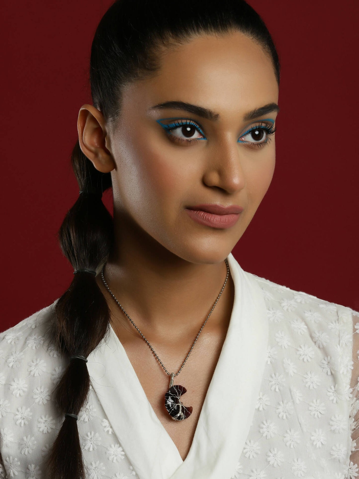 Women's Silver-Toned Purple Silver-Plated Handcrafted Chain - Ruby Raang | Swadesiicart