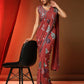 Peach Pure Georgette Sequence work Ready to wear Saree with stitched Blouse - Nirvana | Swadesiicart