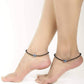 Mominos Fashion Traditional Black Beads Silver-Plated Anklets For Girls