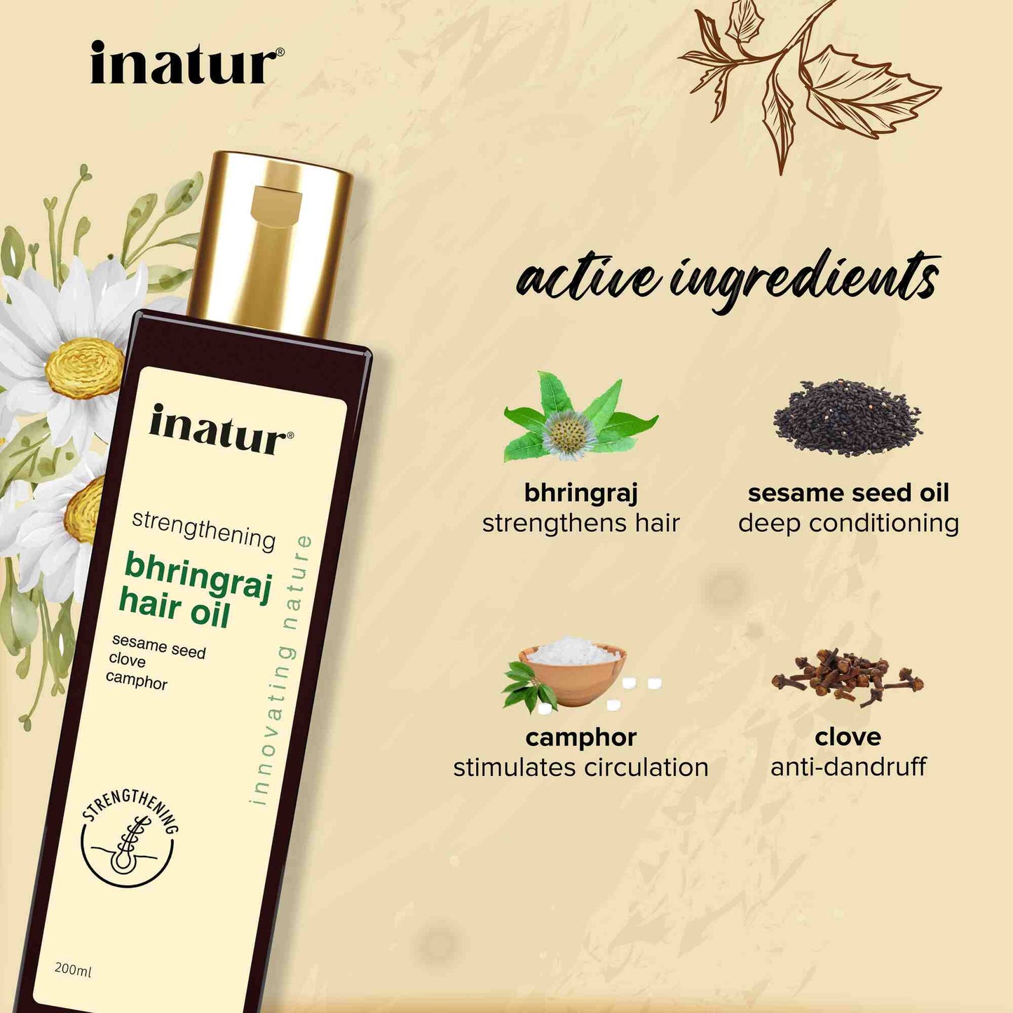 Inatur Ayurveda Bhringraj Oil - Swadesiicart
