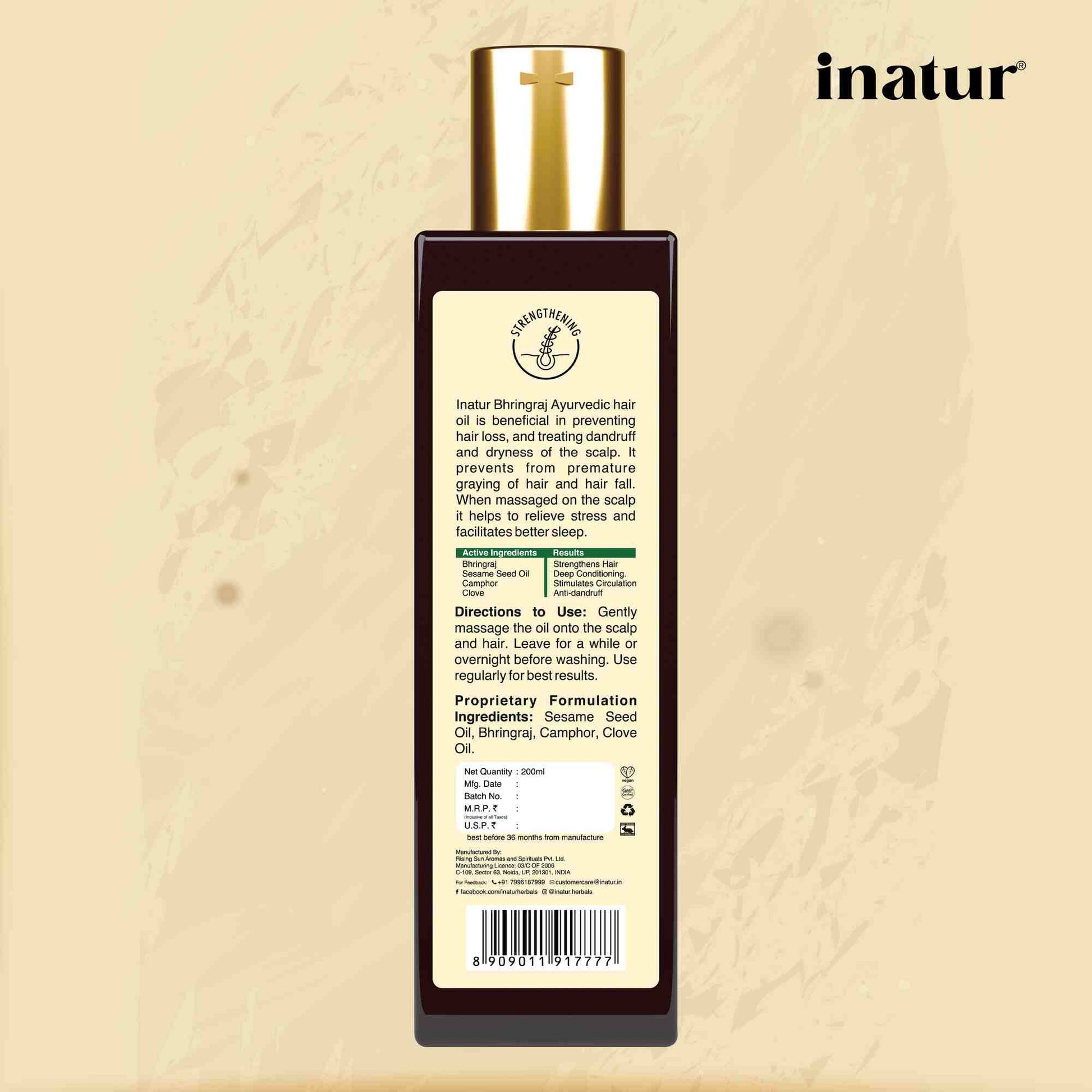 Inatur Ayurveda Bhringraj Oil - Swadesiicart
