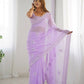 Attractive Looking Georgette Thread, Sequance Embroidery Work Party Wear Saree - Lavender