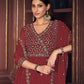 Jyoti Fashion Women's Maroon Georgette Embroidered Anarkali Kurta Pant Set With Dupatta | Swadesiicart