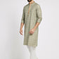 Ethnic India Blue Men's Kurta Floral Polyester | Swadesiicart