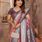 Anaita Peach kochi Silk With Beautiful Checks Weaving Saree With Blouse