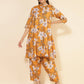 Janasya Women's Mustard Moss Digital Floral Printed Casual A-line Co-ords - Swadesiicart