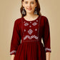 Jyoti Fashion Women's Maroon Viscose Rayon Embroidered Casual Top | Swadesiicart
