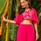 Janasya Pink Georgette Yoke Embroidery Co-Ords - Swadesiicart