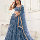 Aastha Fashion More Peach Butterfly Net Tone To Tone Thread Work, Sequence Work And Original Mirror Work Embroidery Wedding Wear Lehenga Choli