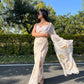 Vamsee Cream Chiffon Designer Saree - Swadesiicart