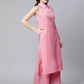 Ahalyaa Women Light Pink Colour Pure Cotton Printed Kurta Palazzo Set | Swadesiicart