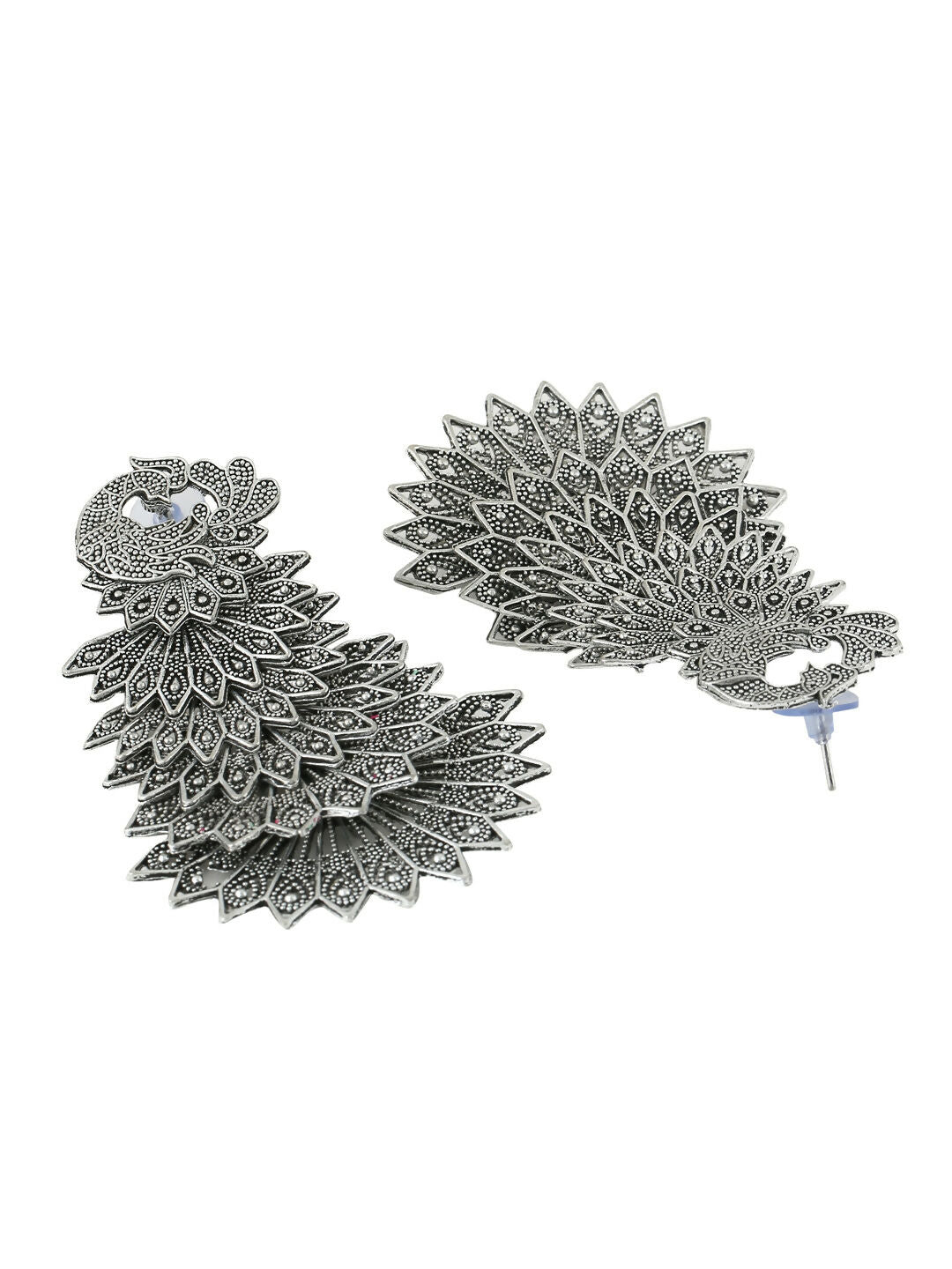 NVR Women Silver Toned Contemporary Drop Earrings | Swadesiicart