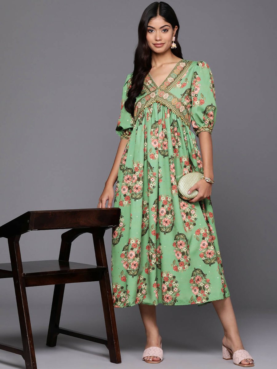 Ahalyaa Women's Traditional wear Lehnga Choli - Green | Swadesiicart