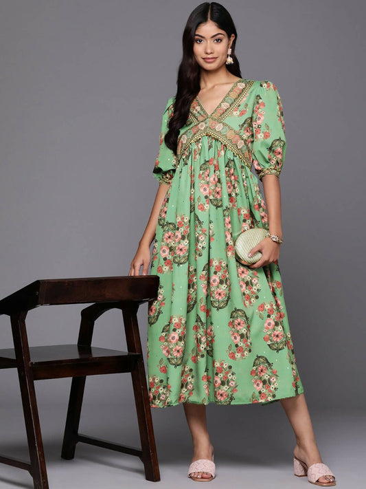 Ahalyaa Women's Traditional wear Lehnga Choli - Green | Swadesiicart