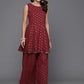 Ahalyaa Women Printed Tunic with Palazzos - Maroon Color | Swadesiicart
