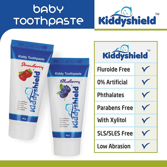 Kiddyshield Fluoride Free Formula Baby Toothpaste Strawberry For Kids 1- 5 Years - Swadesiicart